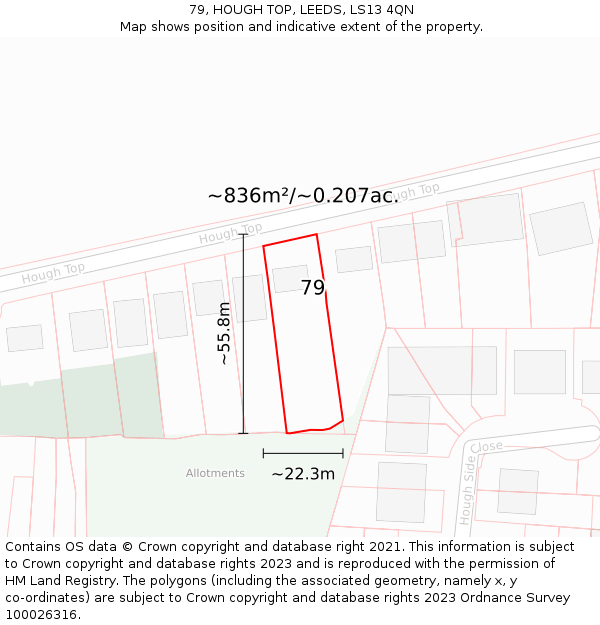 79, HOUGH TOP, LEEDS, LS13 4QN: Plot and title map