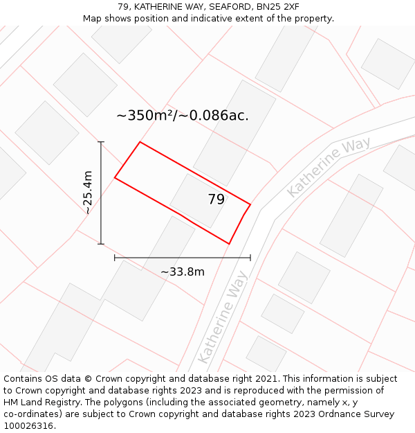 79, KATHERINE WAY, SEAFORD, BN25 2XF: Plot and title map
