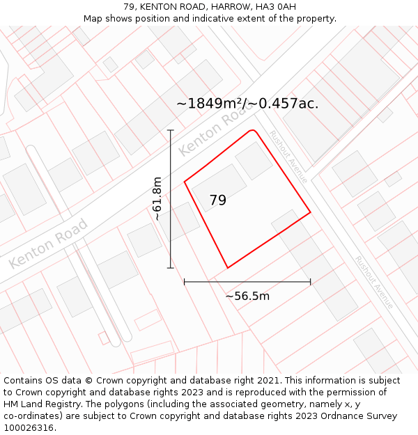 79, KENTON ROAD, HARROW, HA3 0AH: Plot and title map