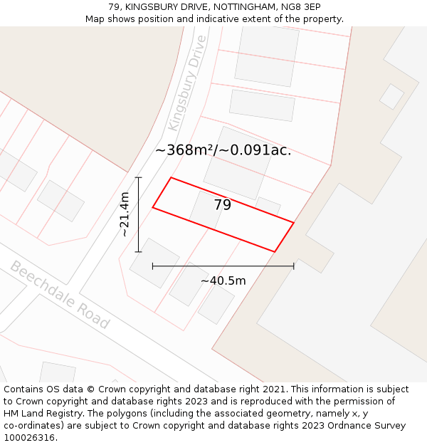 79, KINGSBURY DRIVE, NOTTINGHAM, NG8 3EP: Plot and title map