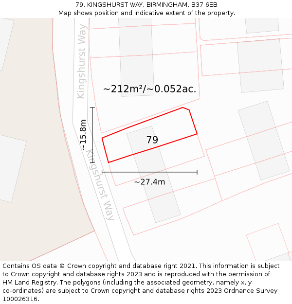 79, KINGSHURST WAY, BIRMINGHAM, B37 6EB: Plot and title map