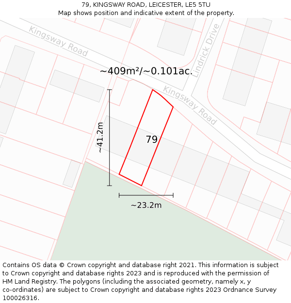 79, KINGSWAY ROAD, LEICESTER, LE5 5TU: Plot and title map