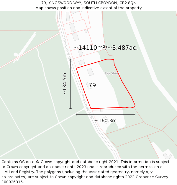 79, KINGSWOOD WAY, SOUTH CROYDON, CR2 8QN: Plot and title map