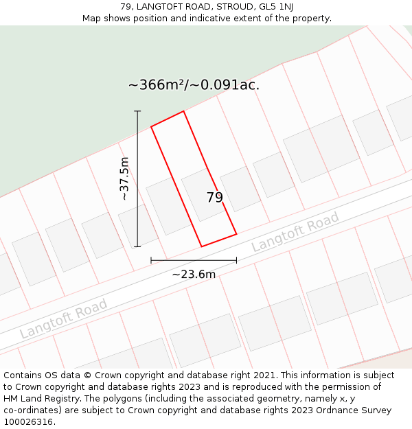 79, LANGTOFT ROAD, STROUD, GL5 1NJ: Plot and title map