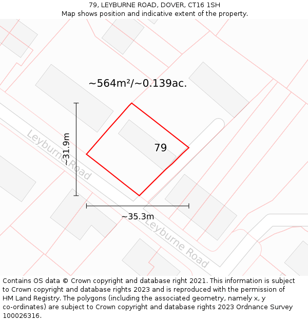 79, LEYBURNE ROAD, DOVER, CT16 1SH: Plot and title map