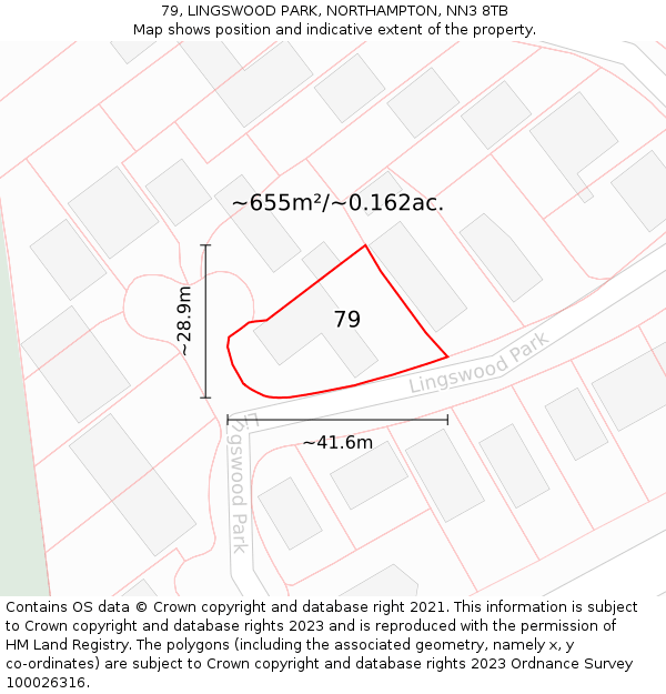79, LINGSWOOD PARK, NORTHAMPTON, NN3 8TB: Plot and title map