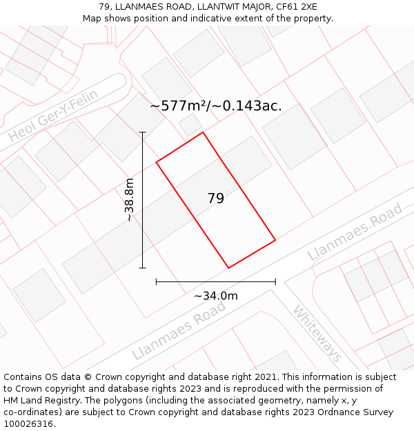 79, LLANMAES ROAD, LLANTWIT MAJOR, CF61 2XE: Plot and title map