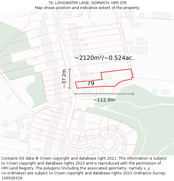 79, LONGWATER LANE, NORWICH, NR5 0TE: Plot and title map