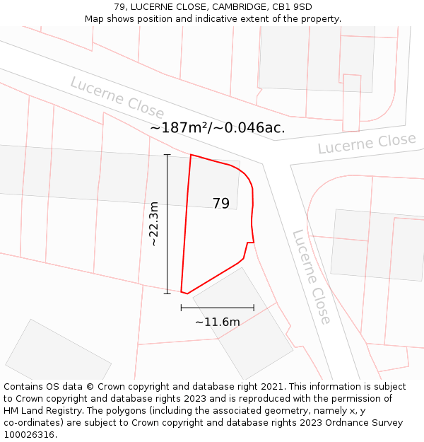 79, LUCERNE CLOSE, CAMBRIDGE, CB1 9SD: Plot and title map