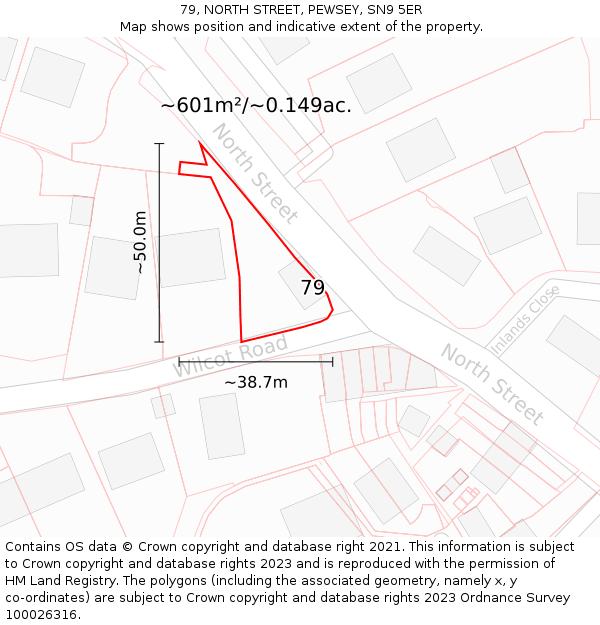 79, NORTH STREET, PEWSEY, SN9 5ER: Plot and title map