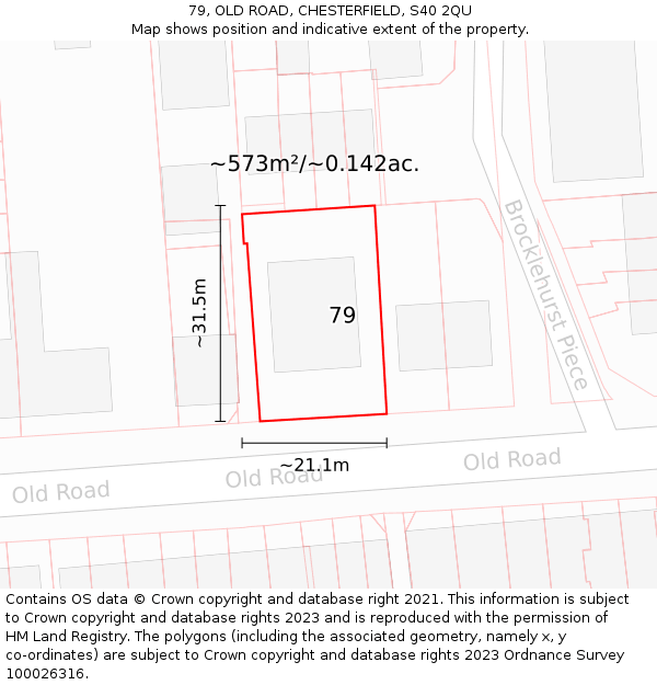 79, OLD ROAD, CHESTERFIELD, S40 2QU: Plot and title map