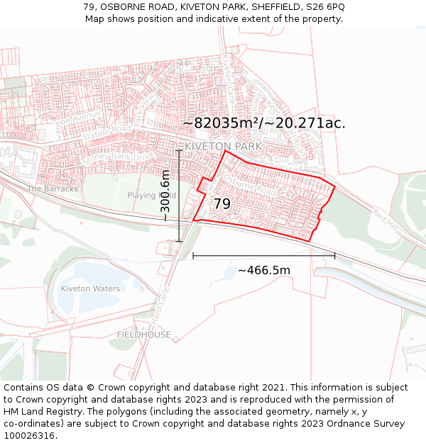 79, OSBORNE ROAD, KIVETON PARK, SHEFFIELD, S26 6PQ: Plot and title map