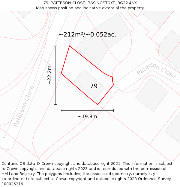 79, PATERSON CLOSE, BASINGSTOKE, RG22 4NX: Plot and title map