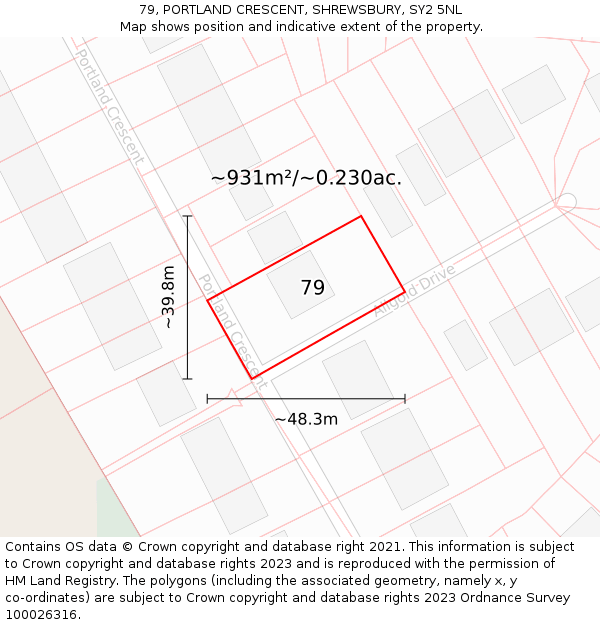 79, PORTLAND CRESCENT, SHREWSBURY, SY2 5NL: Plot and title map