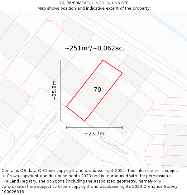 79, RIVERMEAD, LINCOLN, LN6 8FE: Plot and title map