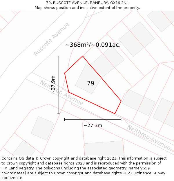 79, RUSCOTE AVENUE, BANBURY, OX16 2NL: Plot and title map