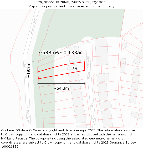 79, SEYMOUR DRIVE, DARTMOUTH, TQ6 9GE: Plot and title map