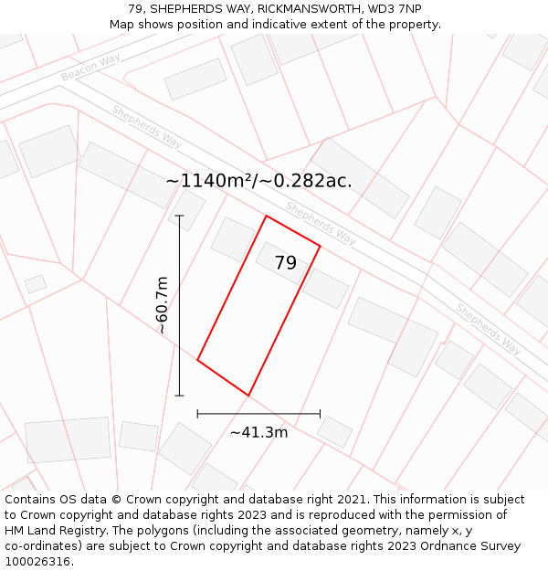 79, SHEPHERDS WAY, RICKMANSWORTH, WD3 7NP: Plot and title map