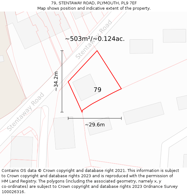 79, STENTAWAY ROAD, PLYMOUTH, PL9 7EF: Plot and title map