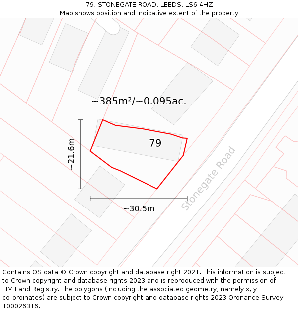 79, STONEGATE ROAD, LEEDS, LS6 4HZ: Plot and title map