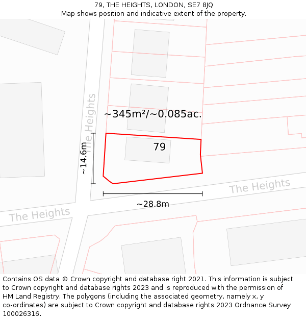 79, THE HEIGHTS, LONDON, SE7 8JQ: Plot and title map