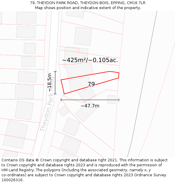 79, THEYDON PARK ROAD, THEYDON BOIS, EPPING, CM16 7LR: Plot and title map