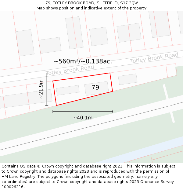 79, TOTLEY BROOK ROAD, SHEFFIELD, S17 3QW: Plot and title map