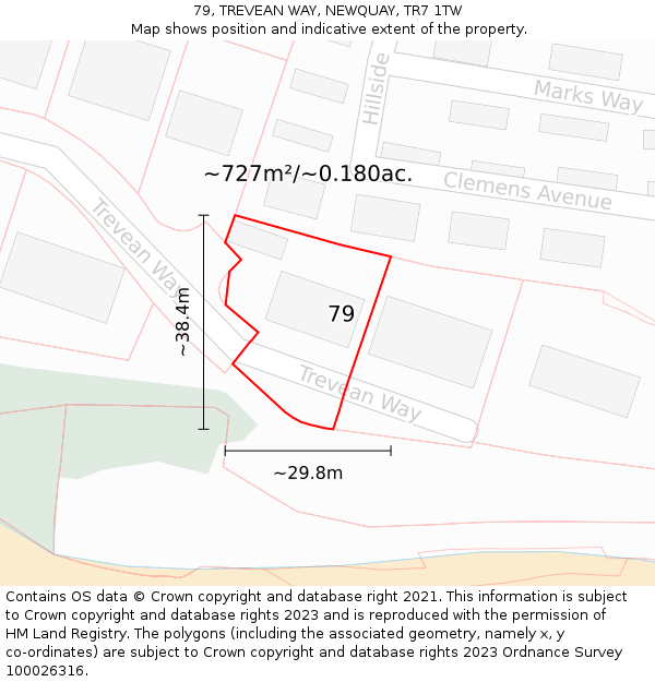79, TREVEAN WAY, NEWQUAY, TR7 1TW: Plot and title map