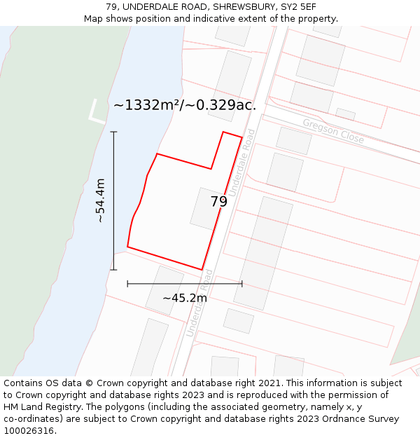 79, UNDERDALE ROAD, SHREWSBURY, SY2 5EF: Plot and title map