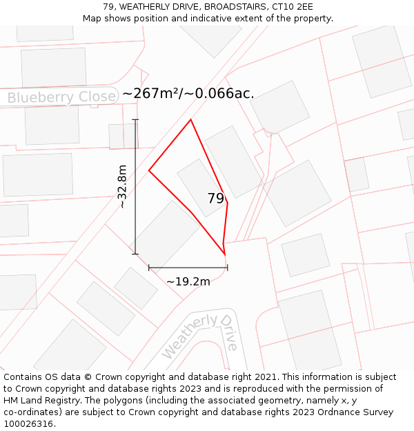 79, WEATHERLY DRIVE, BROADSTAIRS, CT10 2EE: Plot and title map