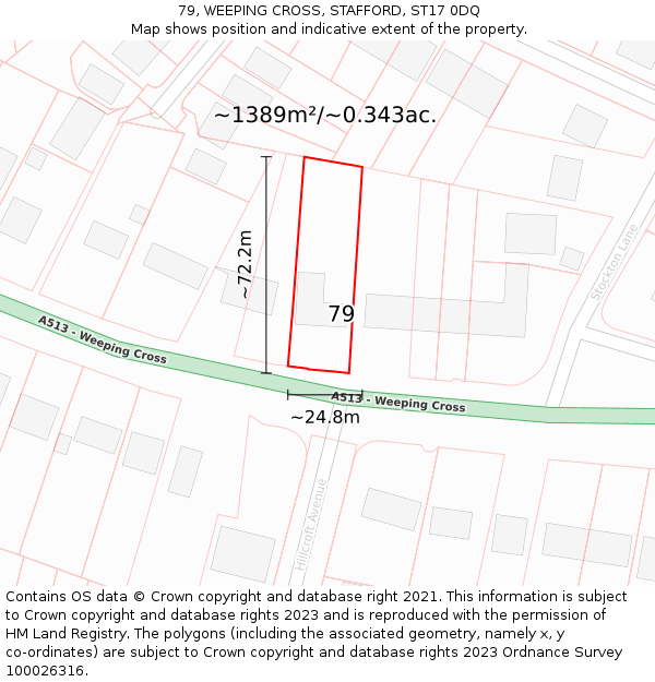 79, WEEPING CROSS, STAFFORD, ST17 0DQ: Plot and title map