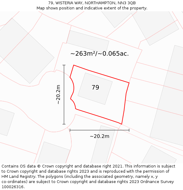 79, WISTERIA WAY, NORTHAMPTON, NN3 3QB: Plot and title map