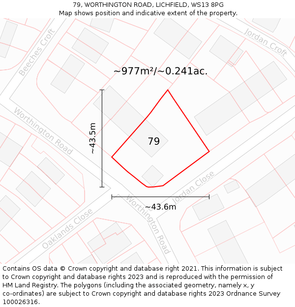 79, WORTHINGTON ROAD, LICHFIELD, WS13 8PG: Plot and title map