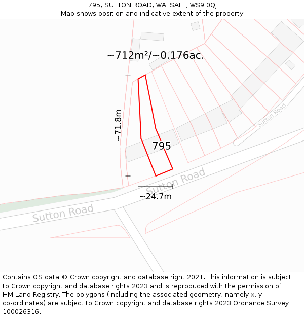 795, SUTTON ROAD, WALSALL, WS9 0QJ: Plot and title map