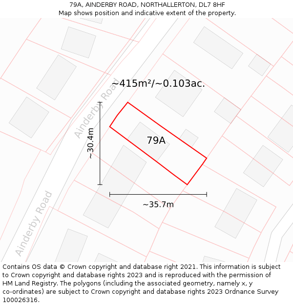 79A, AINDERBY ROAD, NORTHALLERTON, DL7 8HF: Plot and title map