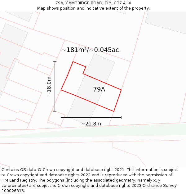 79A, CAMBRIDGE ROAD, ELY, CB7 4HX: Plot and title map