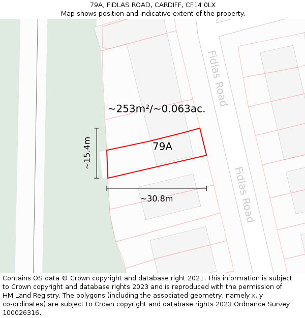 79A, FIDLAS ROAD, CARDIFF, CF14 0LX: Plot and title map