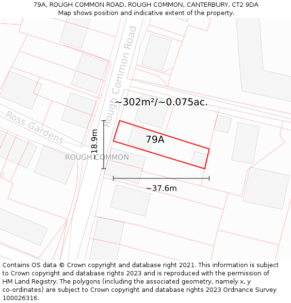 79A, ROUGH COMMON ROAD, ROUGH COMMON, CANTERBURY, CT2 9DA: Plot and title map