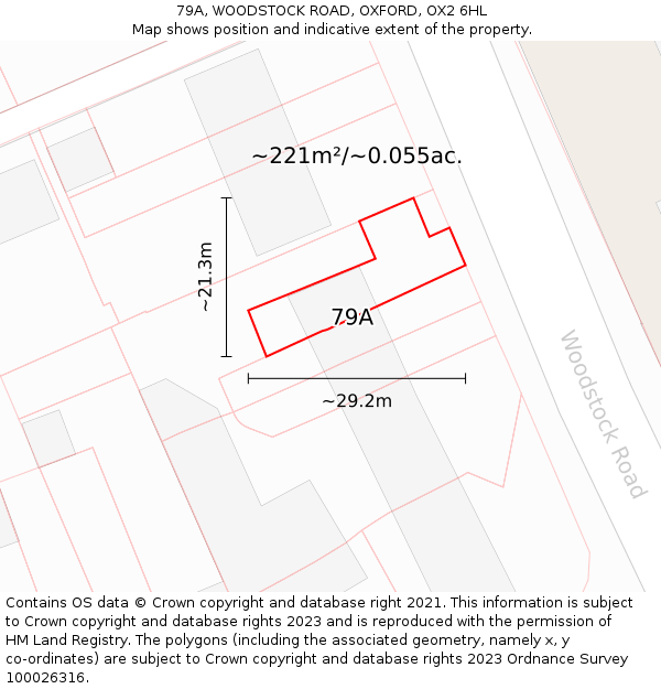 79A, WOODSTOCK ROAD, OXFORD, OX2 6HL: Plot and title map