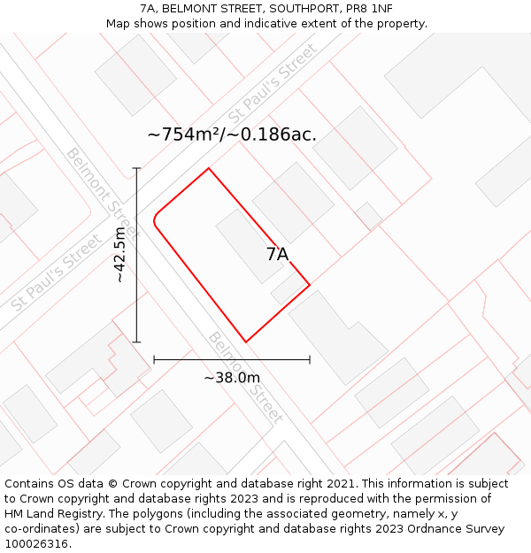 7A, BELMONT STREET, SOUTHPORT, PR8 1NF: Plot and title map