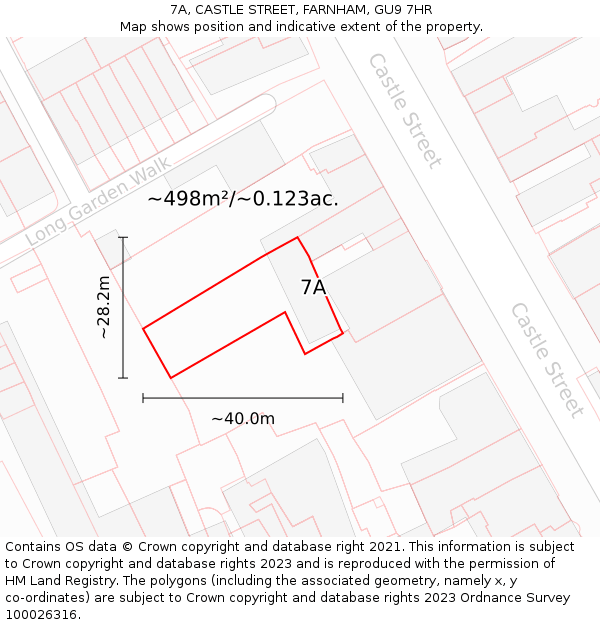 7A, CASTLE STREET, FARNHAM, GU9 7HR: Plot and title map