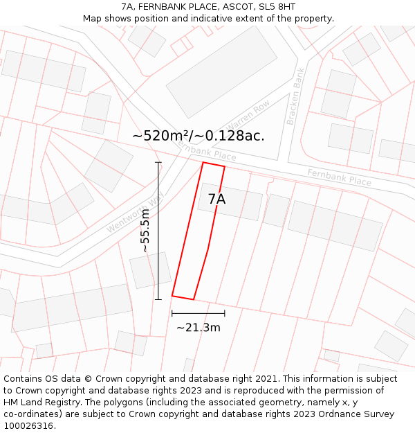 7A, FERNBANK PLACE, ASCOT, SL5 8HT: Plot and title map