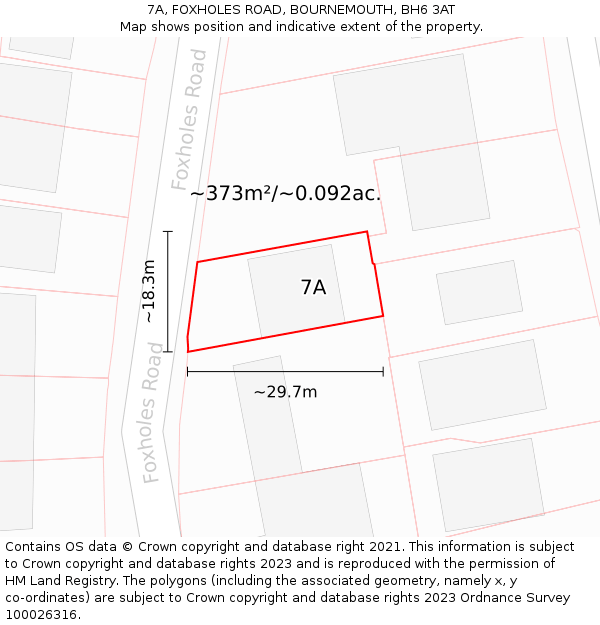 7A, FOXHOLES ROAD, BOURNEMOUTH, BH6 3AT: Plot and title map