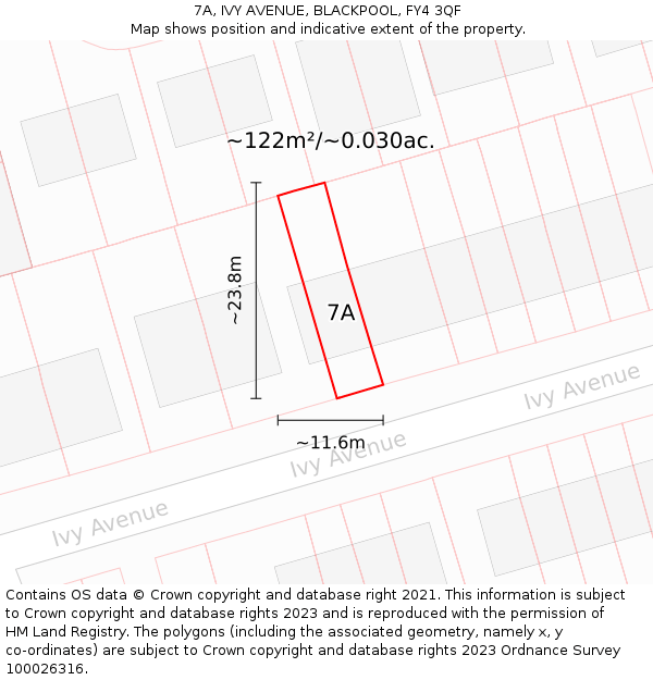 7A, IVY AVENUE, BLACKPOOL, FY4 3QF: Plot and title map