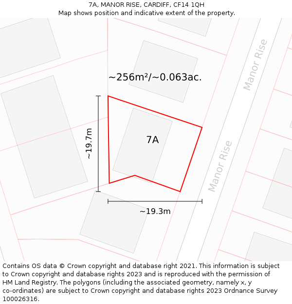 7A, MANOR RISE, CARDIFF, CF14 1QH: Plot and title map
