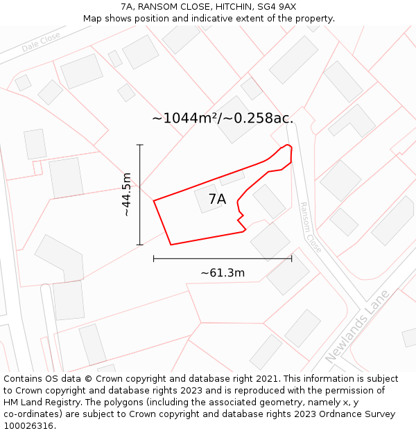 7A, RANSOM CLOSE, HITCHIN, SG4 9AX: Plot and title map