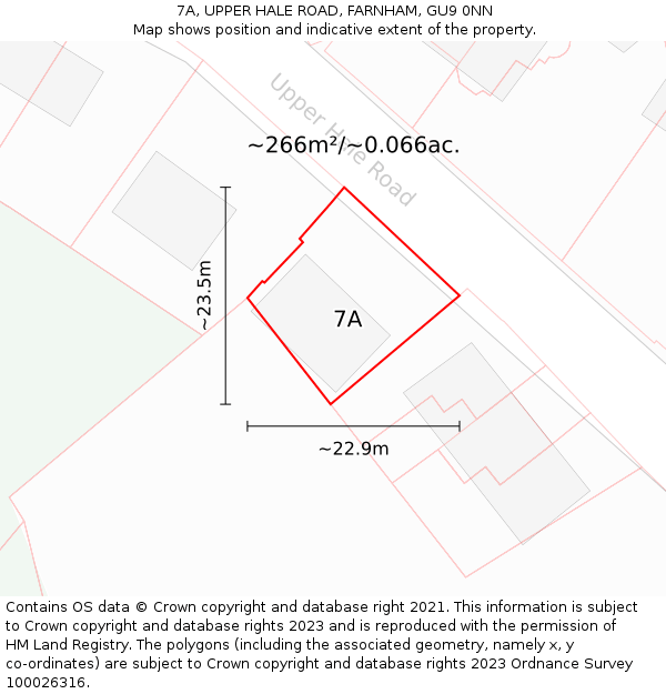 7A, UPPER HALE ROAD, FARNHAM, GU9 0NN: Plot and title map