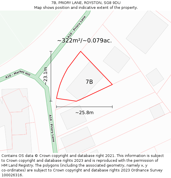7B, PRIORY LANE, ROYSTON, SG8 9DU: Plot and title map