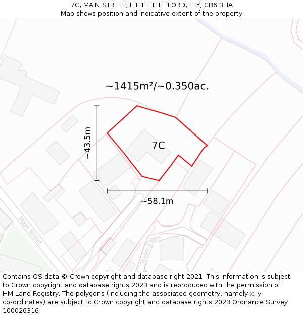 7C, MAIN STREET, LITTLE THETFORD, ELY, CB6 3HA: Plot and title map