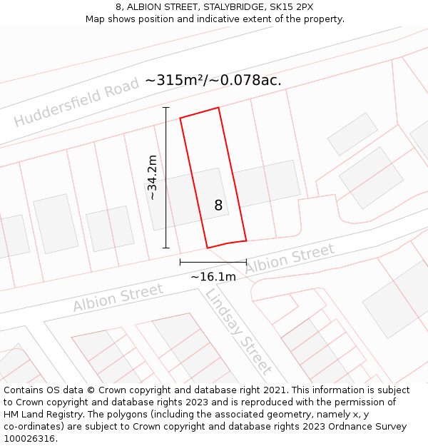 8, ALBION STREET, STALYBRIDGE, SK15 2PX: Plot and title map